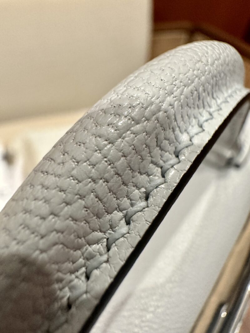 Hermès Mini Kelly Chevre Blue Pale Silver Hardware - Image 11