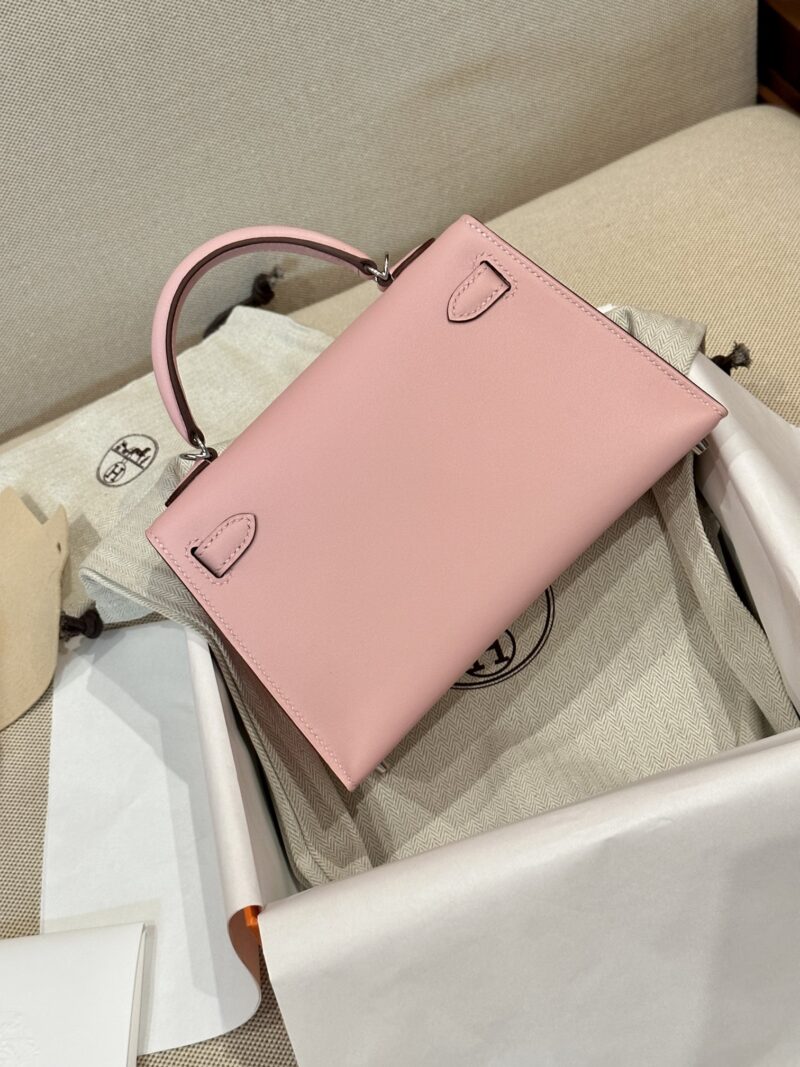 Hermès Mini Kelly Swift Rose Sakura Silver Hardware - Image 7