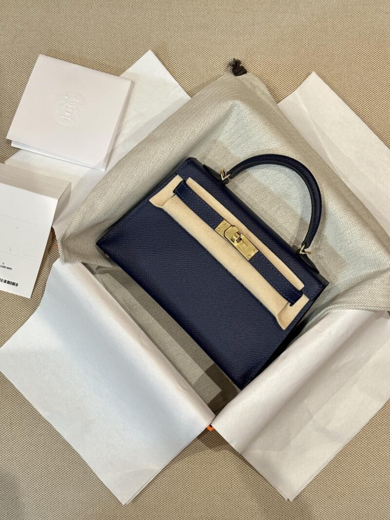Hermès Mini Kelly 19 Epsom Blue Saphir Gold Hardware