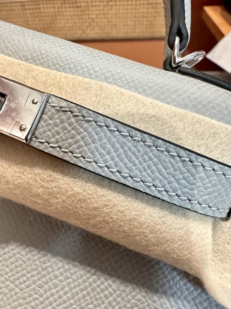 Hermès Mini Kelly 19 Epsom Blue Glacier Silver Hardware - Image 7