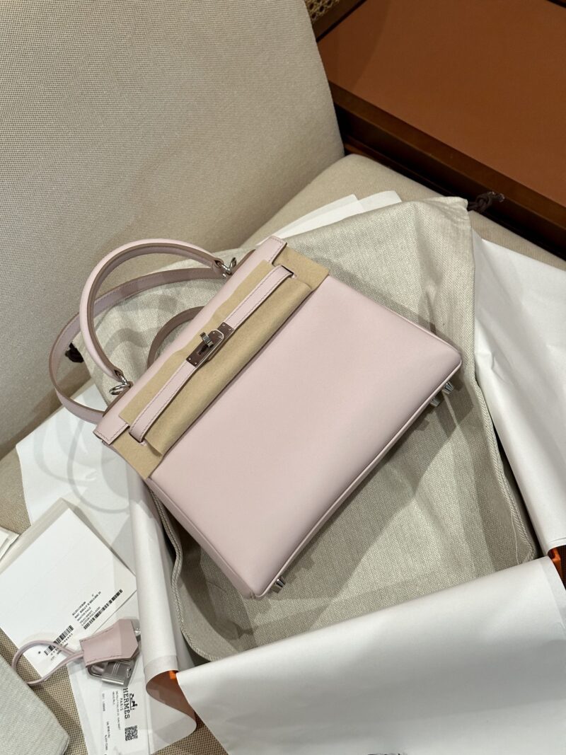 Hermès Kelly 25 Swift Mauve Silver Hardware - Image 3