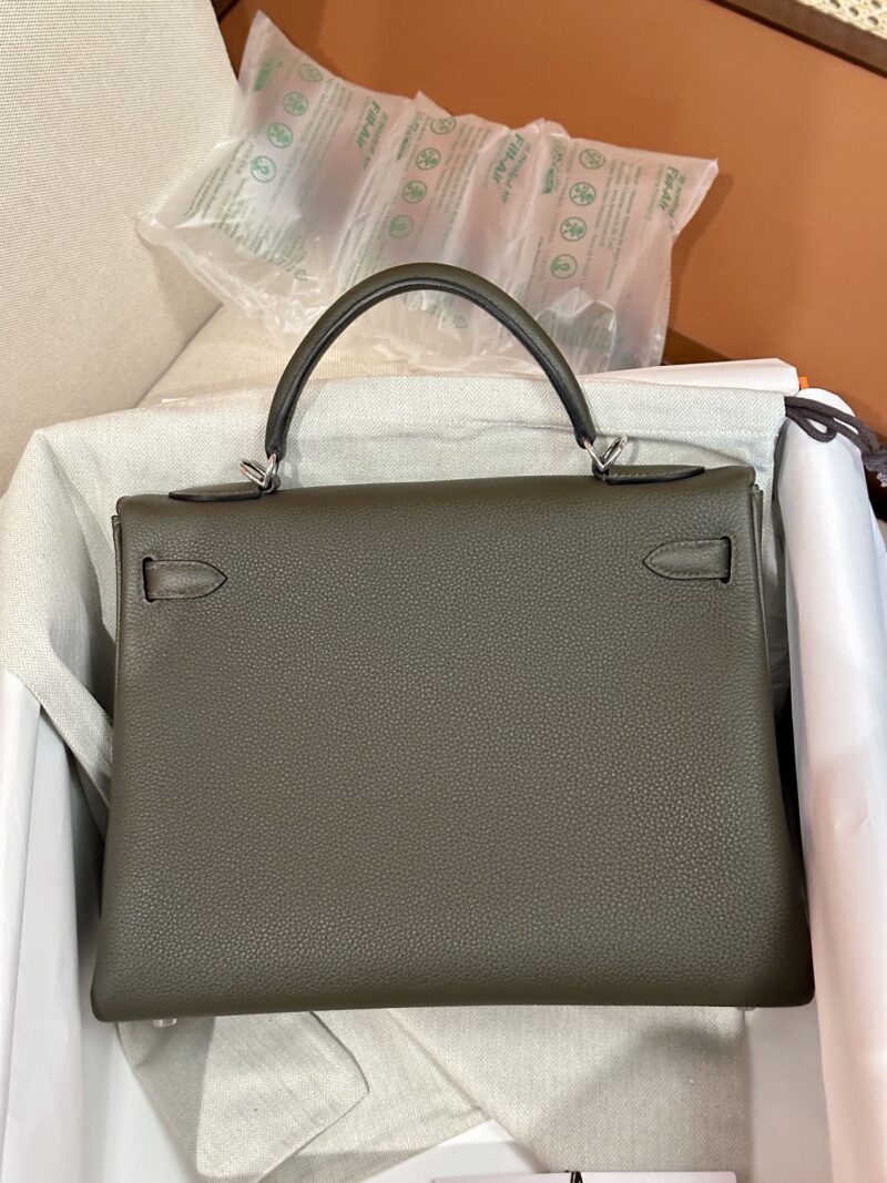 Hermès Kelly 32 Togo Vert Gris Silver Hardware - Image 7