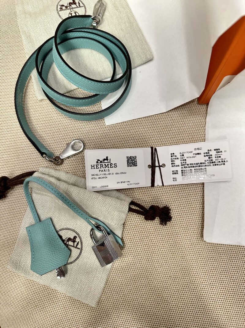 Hermès Kelly 25 Epsom Atoll Silver Hardware - Image 8