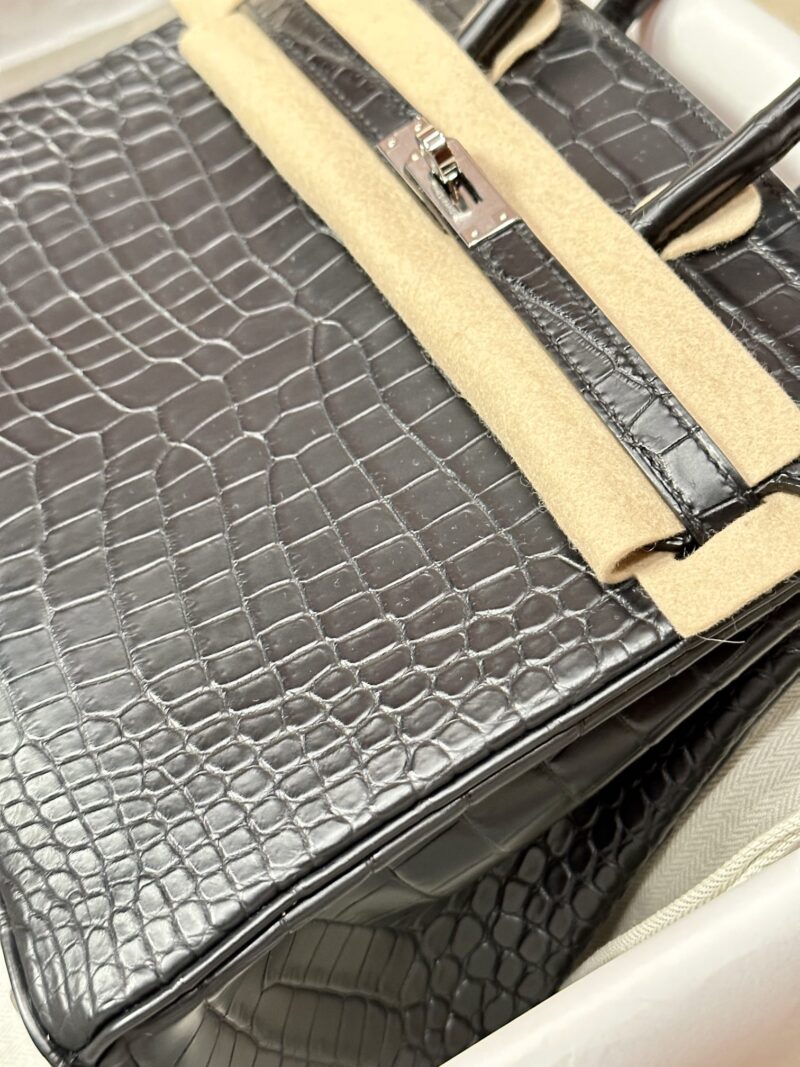 Hermès Birkin 25 Noir Matte Alligator Palladium Hardware - Image 20