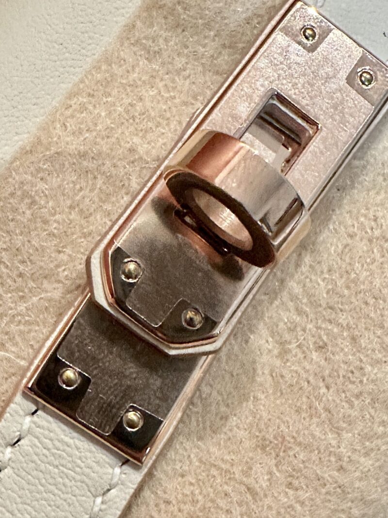 Hermès Kelly Pochette Craie, Rose Gold Swift Gold Hardware