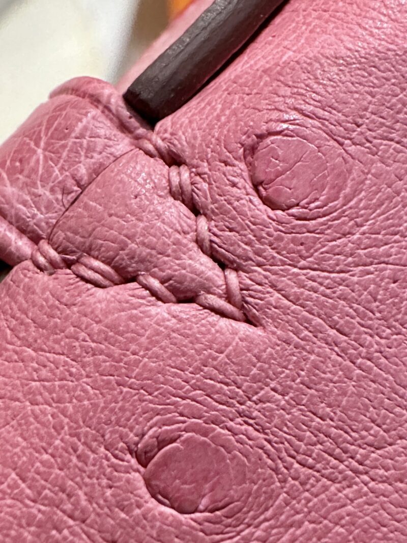 Hermès Kelly Pochette Rose Bubble Ostrich Palladium Hardware