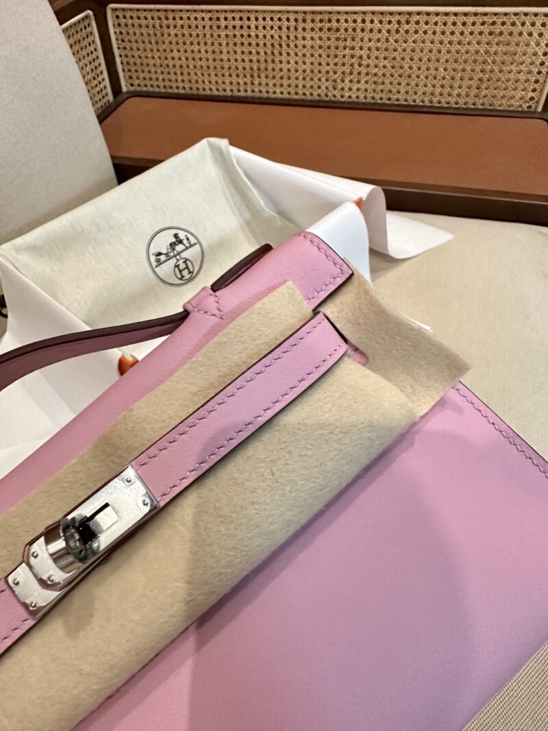Hermès Kelly Pochette Mauve Sylvestre, Silver Swift Palladium Hardware