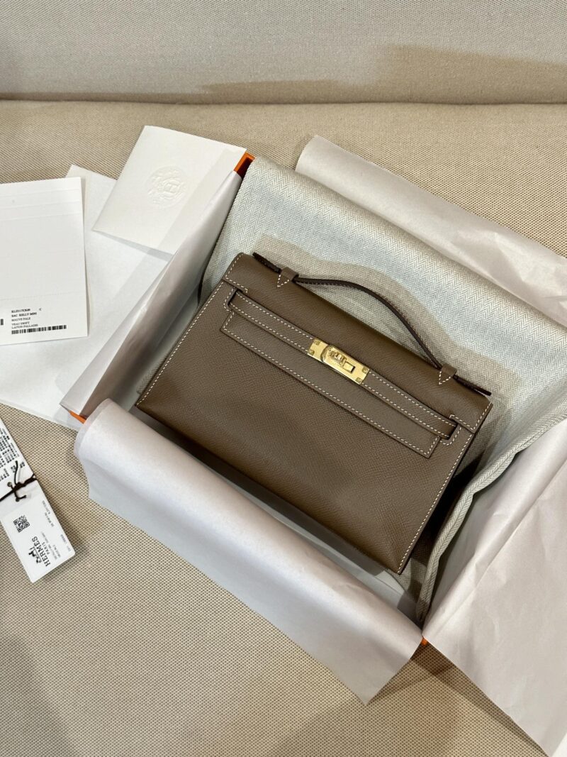 Hermès Kelly Pochette Etoupe Epsom Gold Hardware