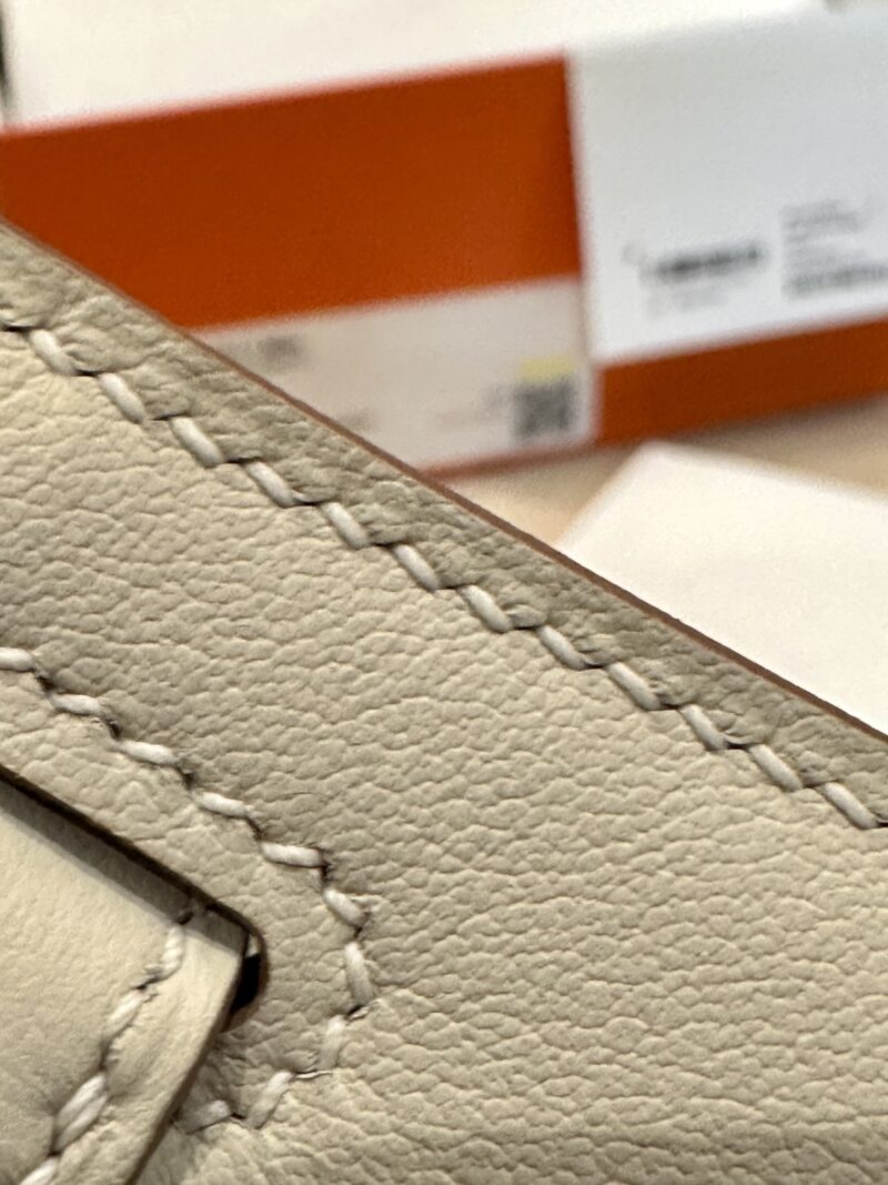 Hermès Kelly Pochette Craie Swift Palladium Hardware