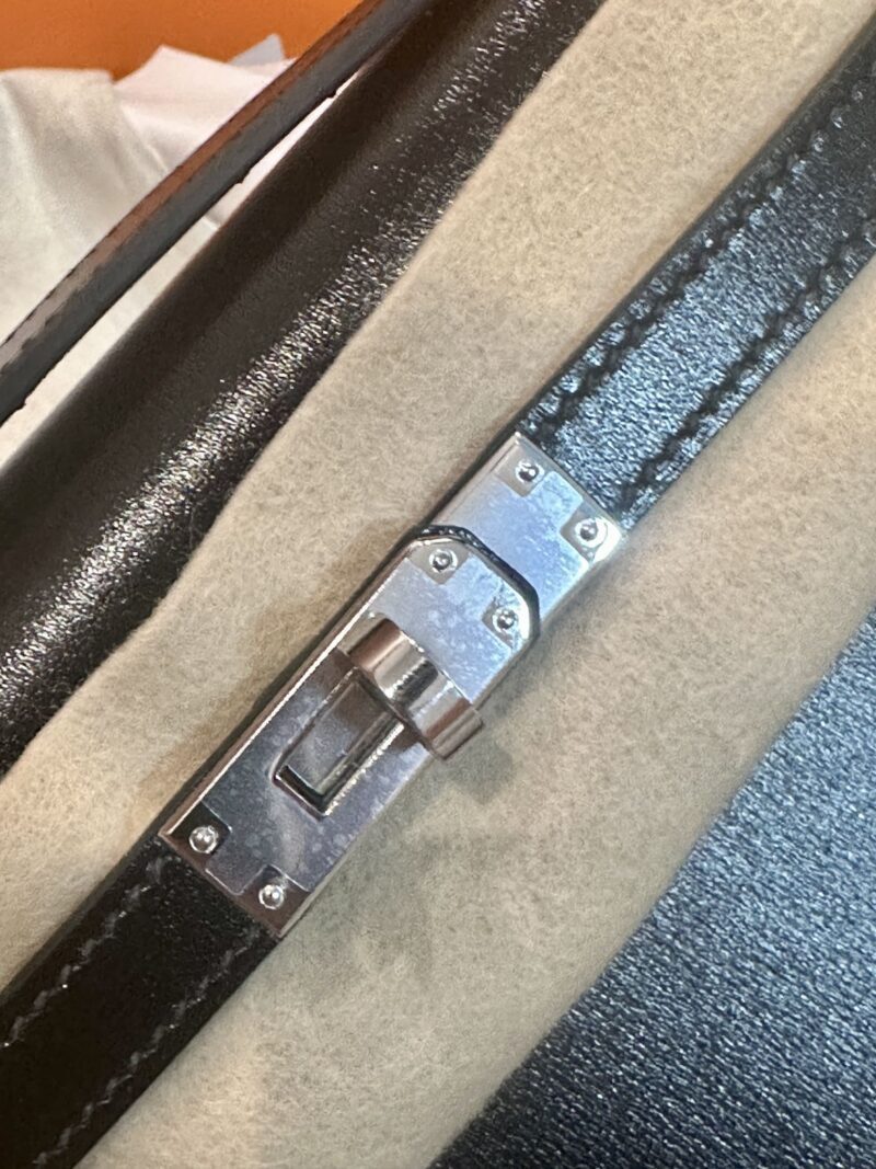 Hermès Kelly Pochette Noir Box Palladium Hardware
