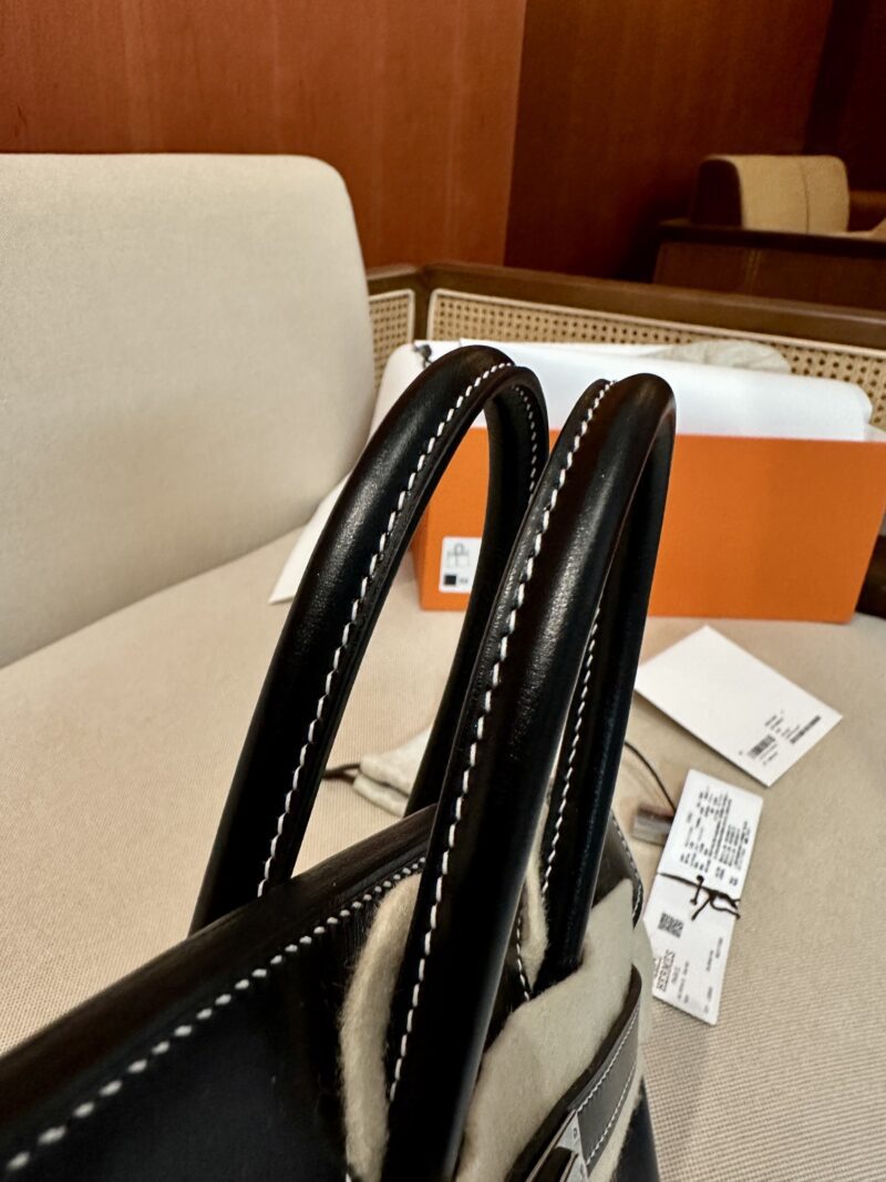 Hermès Birkin 25 Noir Box Palladium Hardware - Image 3