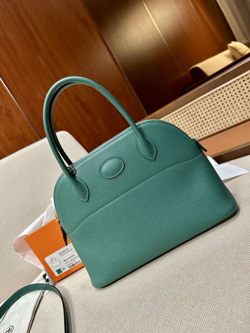 Hermès Bolide 27 Epsom Malachite Gold Hardware
