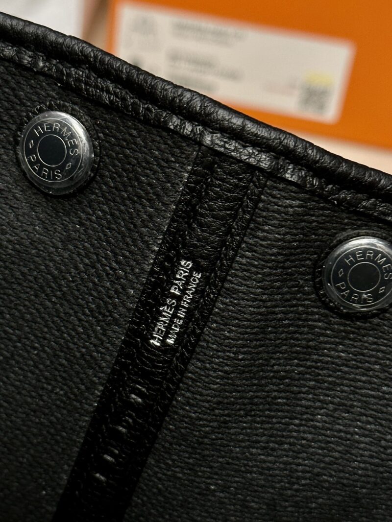 Hermès Garden Party 30 Canvas & Togo White & Noir Silver Hardware - Image 6