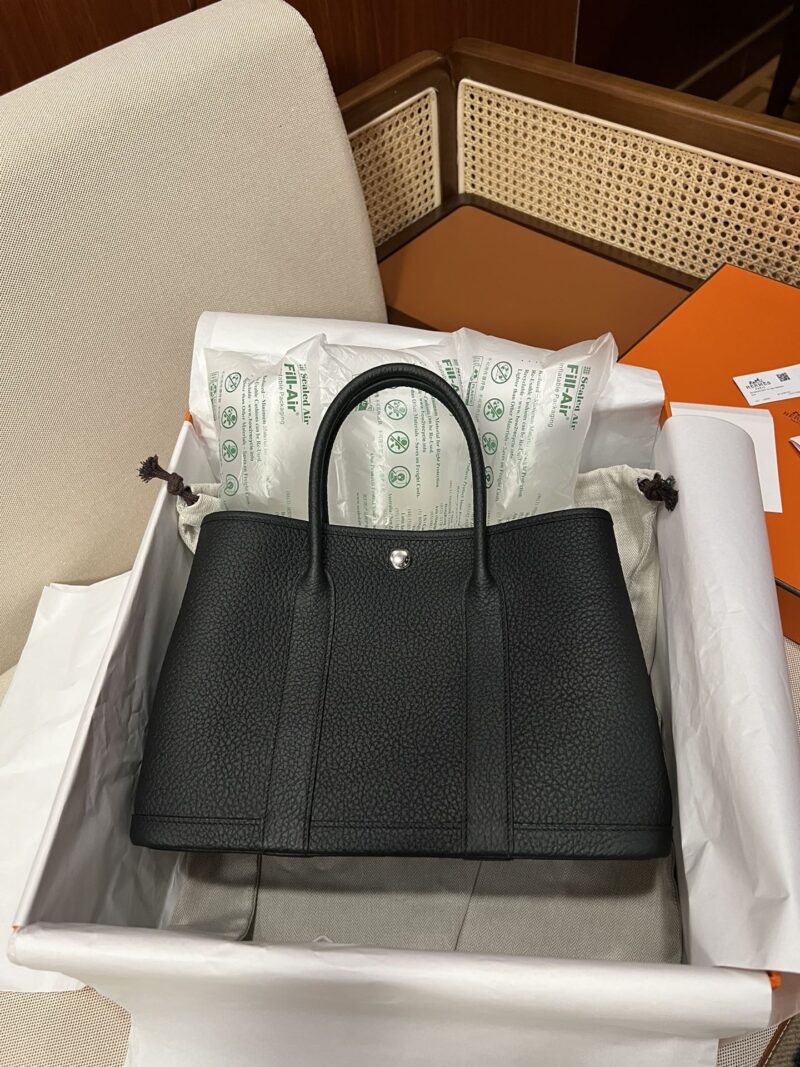 Hermès Garden Party 30 Country Leather Noir Silver Hardware - Image 3
