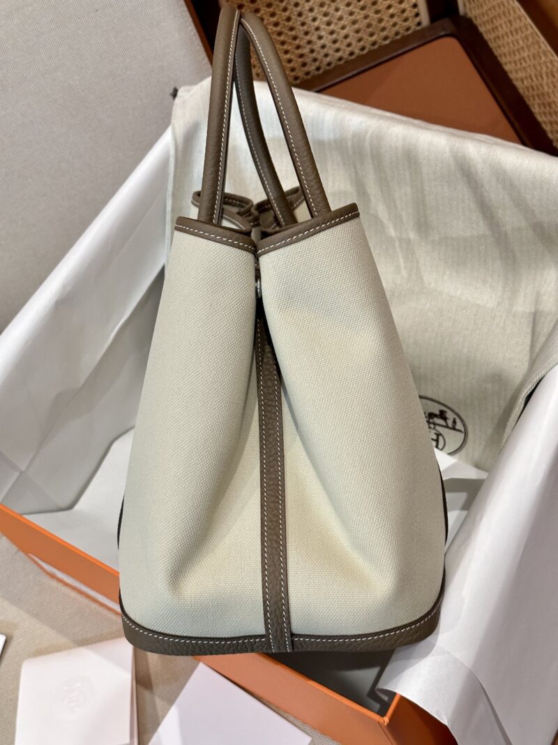 Hermès Garden Party 36 Canvas & Negonda Etoupe Silver Hardware - Image 5