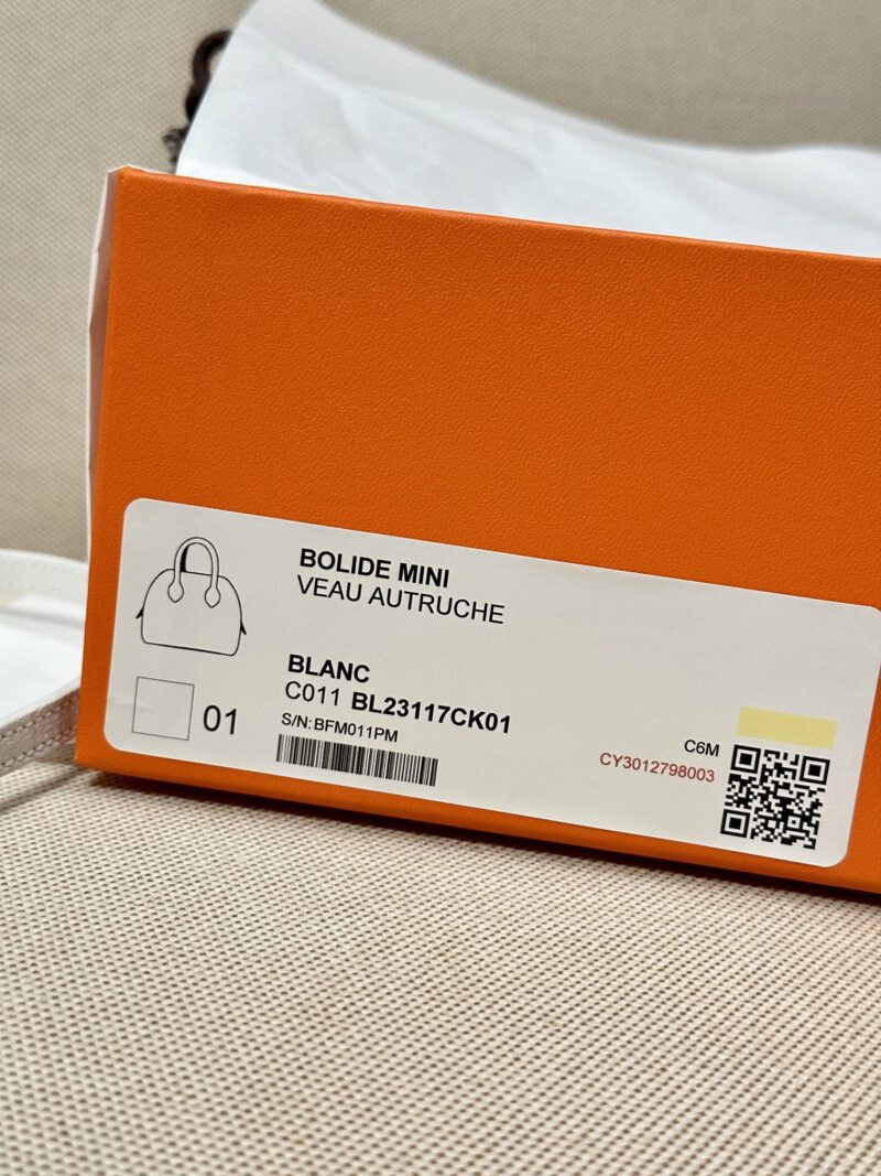 Hermès Mini Bolide 18 Chevre Blanc Silver Hardware