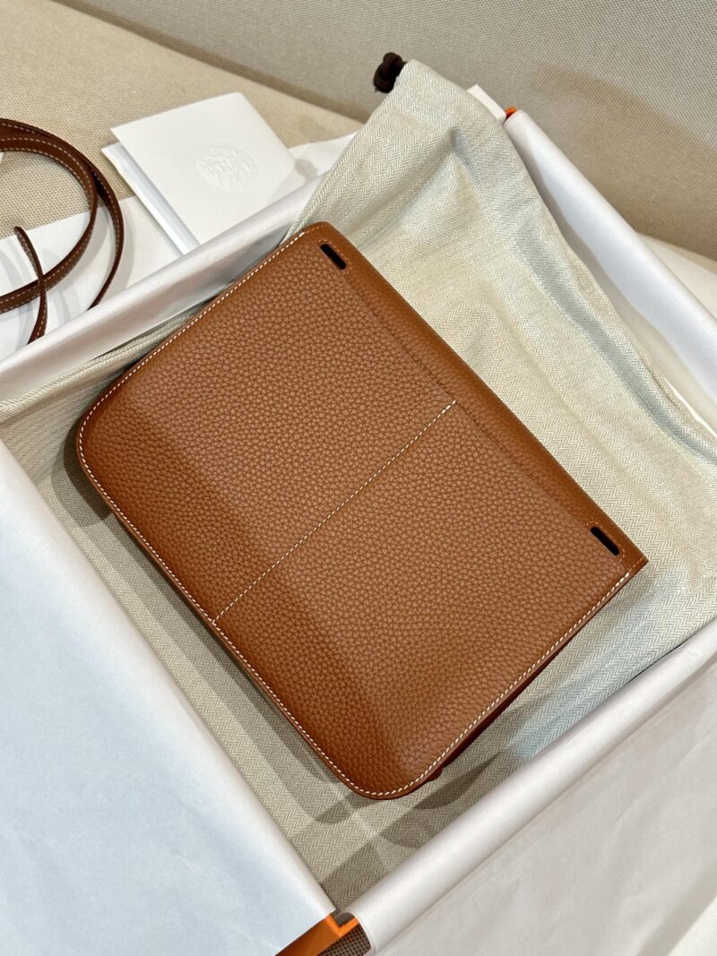 Hermès Halzan 25 Evercolor Gold Silver Hardware - Image 5