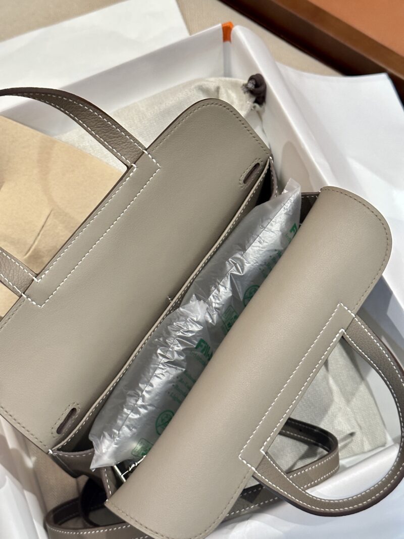 Hermès Halzan 25 Evercolor Etoupe Silver Hardware - Image 5