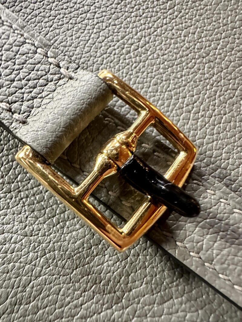 Hermès Halzan 25 Evercolor Gris Meyer Silver Hardware - Image 7