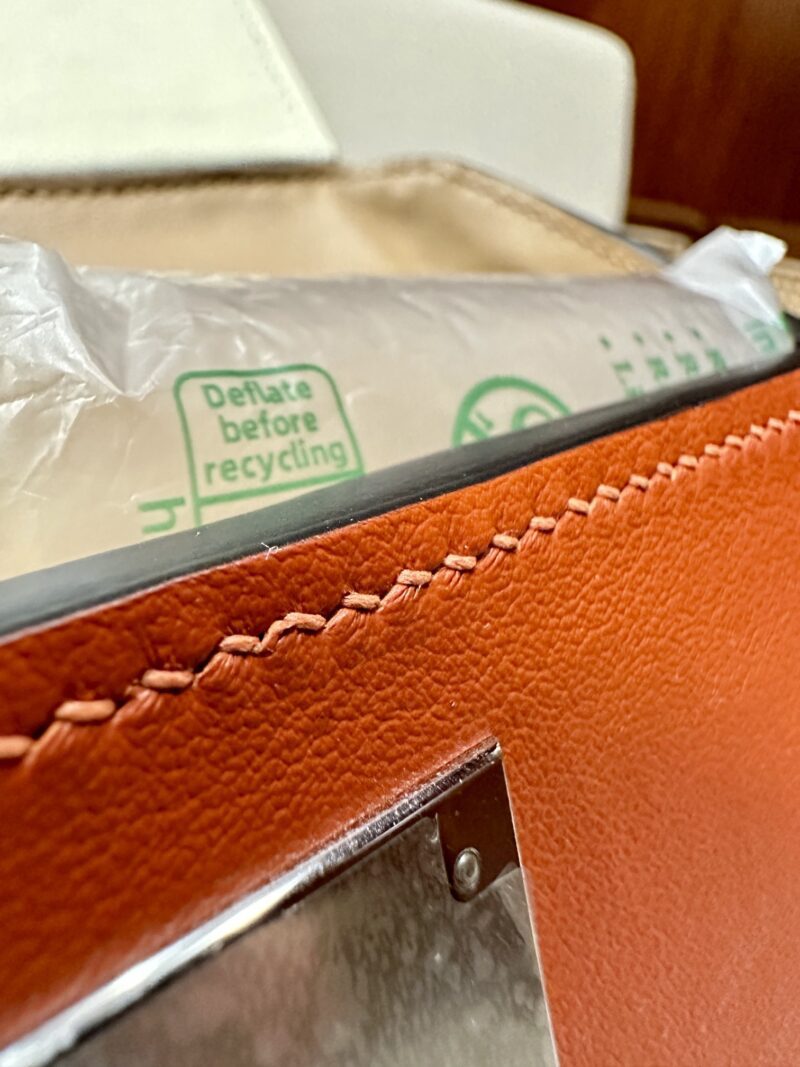 Hermès Mini Kelly 2424 Evercolor & Swift Chai & Nata & Potiron Silver Hardware - Image 16