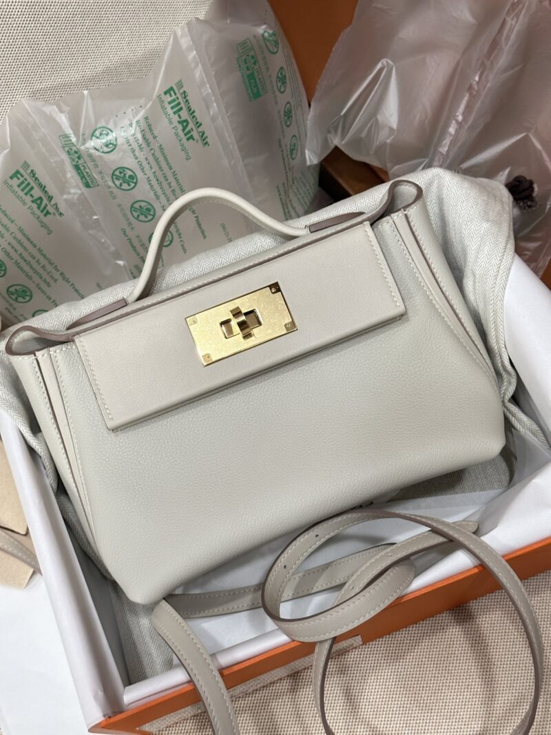 Hermès Mini Kelly 2424 Evercolor & Swift Beton Gold Hardware - Image 5