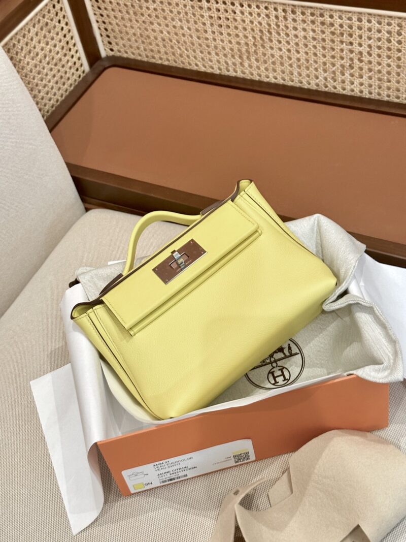 Hermès Mini Kelly 2424 Swift Citron Silver Hardware - Image 3