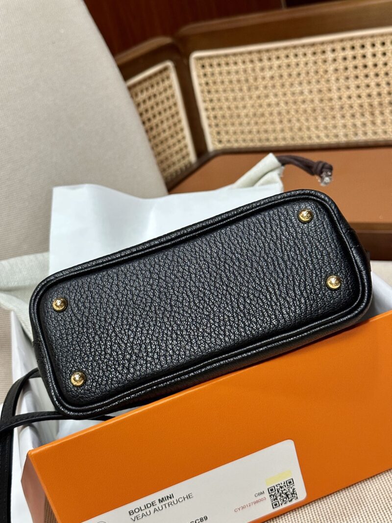 Hermès Mini Bolide 18 Chevre Noir Gold Hardware