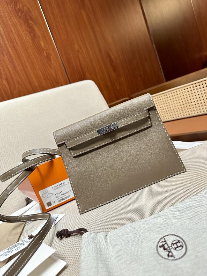 Hermès Kelly Danse 22 Evercolor Etoupe Silver Hardware