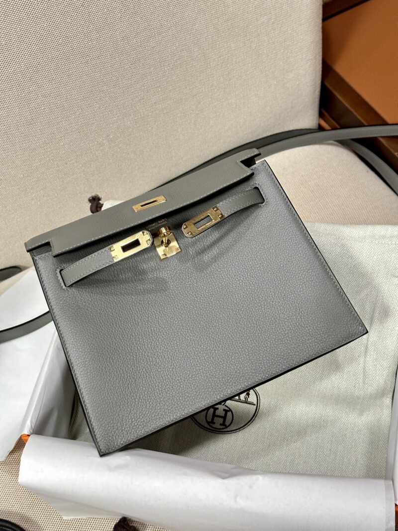 Hermès Kelly Danse 22 Evercolor Gris Meyer Gold Hardware