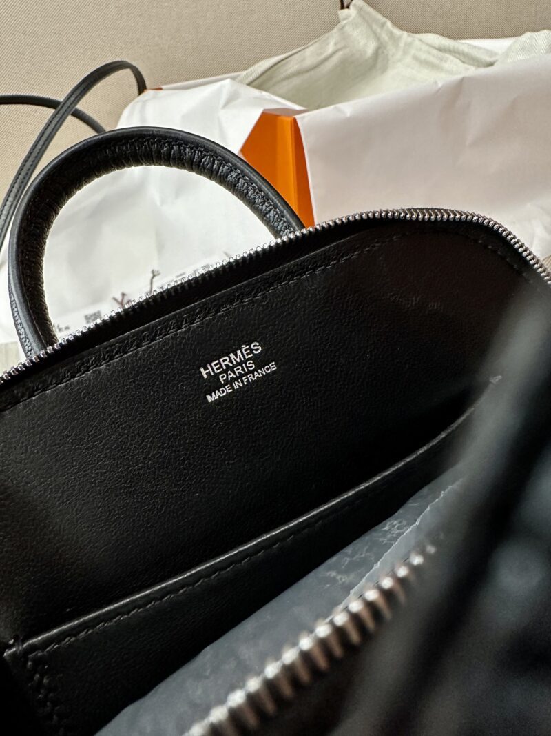 Hermès Mini Bolide 18 Chevre Noir Silver Hardware