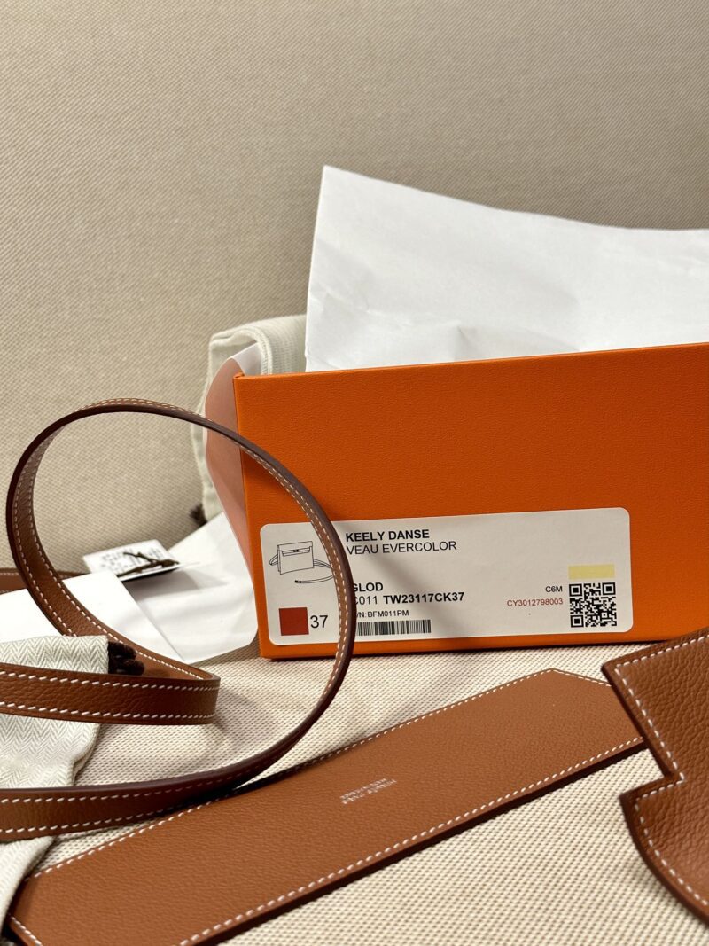 Hermès Kelly Danse 37 Evercolor Gold Silver Hardware - Image 9