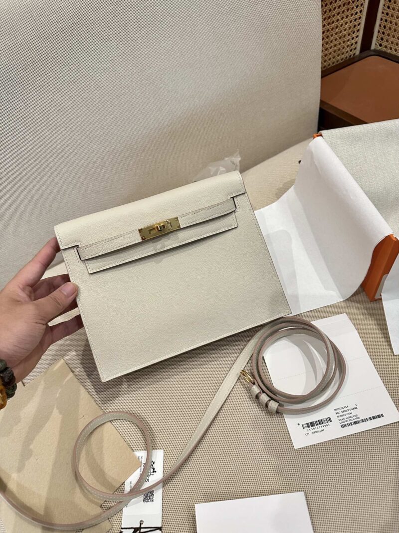 Hermès Kelly Danse 22 Evercolor Craie Silver Hardware