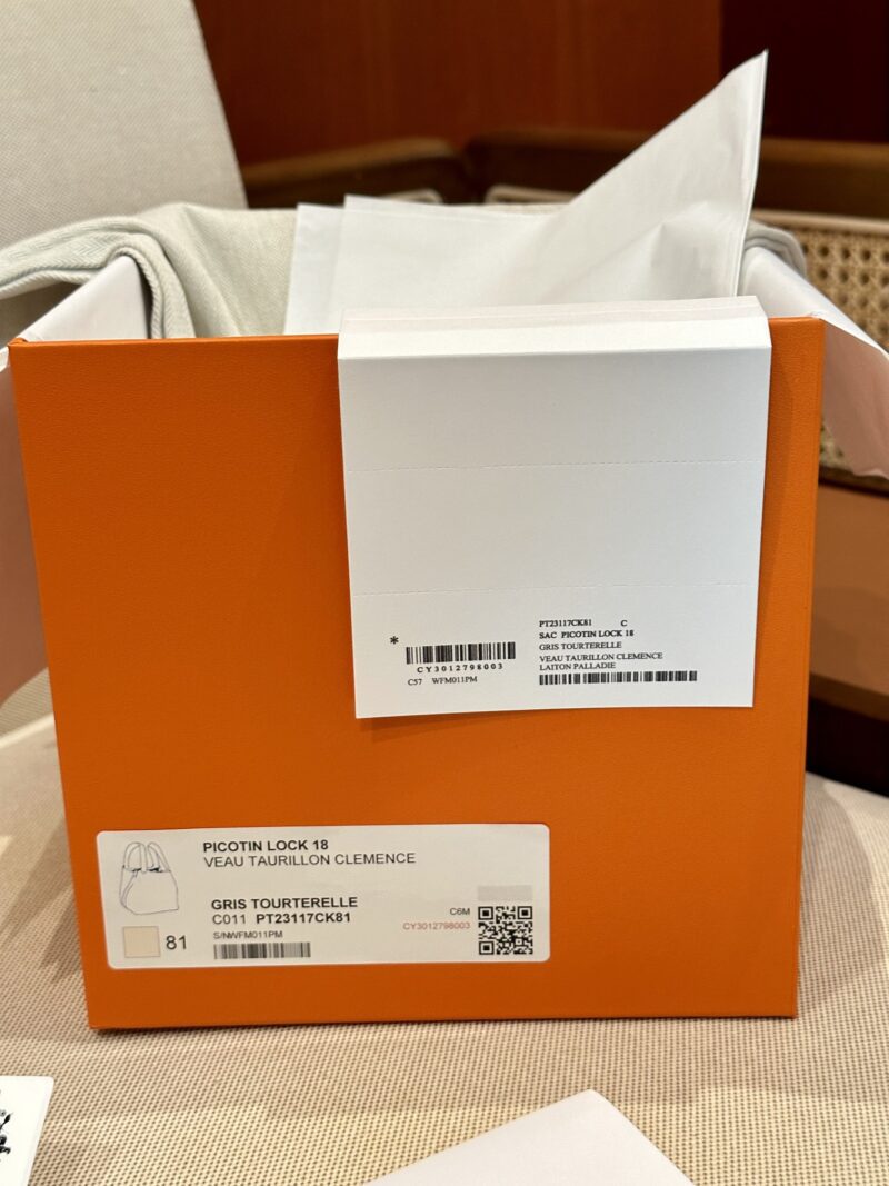 Hermès Picotin 18 Clemence Gris Tourterelle Silver Hardware - Image 9