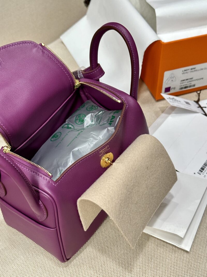 Hermès Mini Lindy 19 Swift Anemone Gold Hardware - Image 5