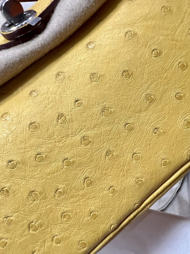 Hermès Mini Lindy 20 Ostrich Lime Silver Hardware - Image 8