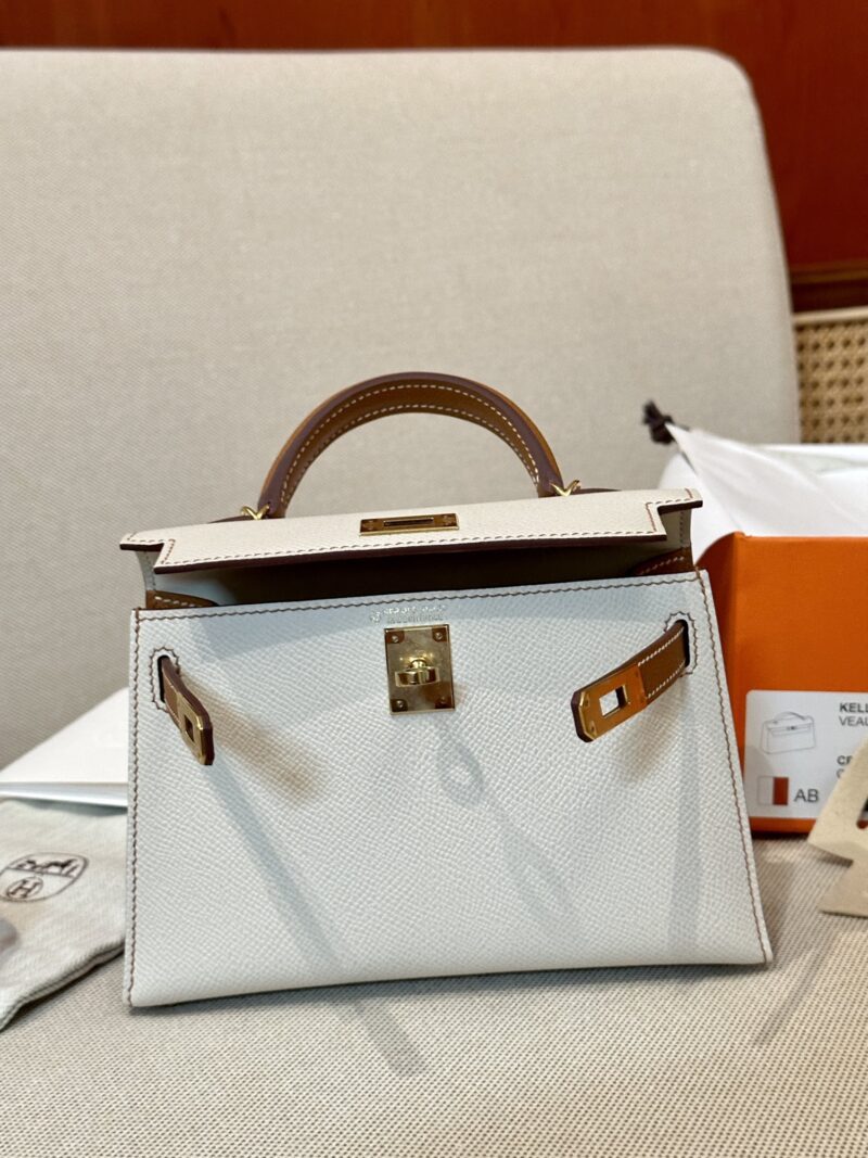 Hermès Mini Kelly 19 Epsom Craie & Gold Gold Hardware - Image 6