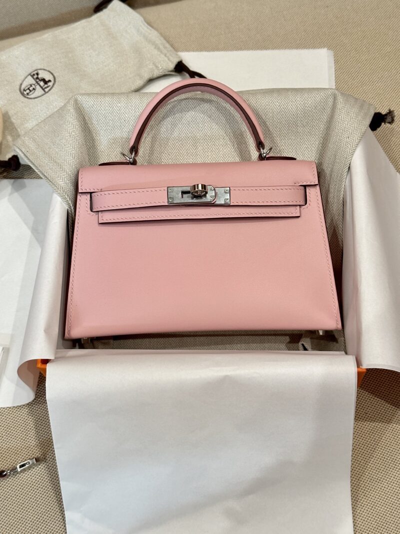 Hermès Mini Kelly Swift Rose Sakura Silver Hardware - Image 2