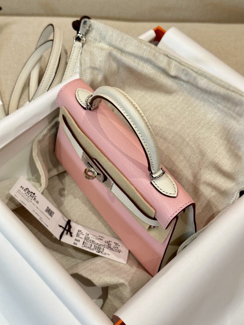 Hermès Mini Kelly 19 Chevre Rose Sakura & Nata Silver Hardware - Image 3