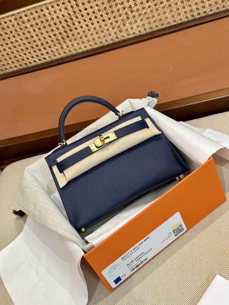 Hermès Mini Kelly 19 Epsom Blue Saphir Gold Hardware - Image 3