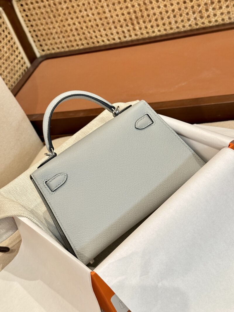 Hermès Mini Kelly 19 Epsom Blue Glacier Silver Hardware - Image 5