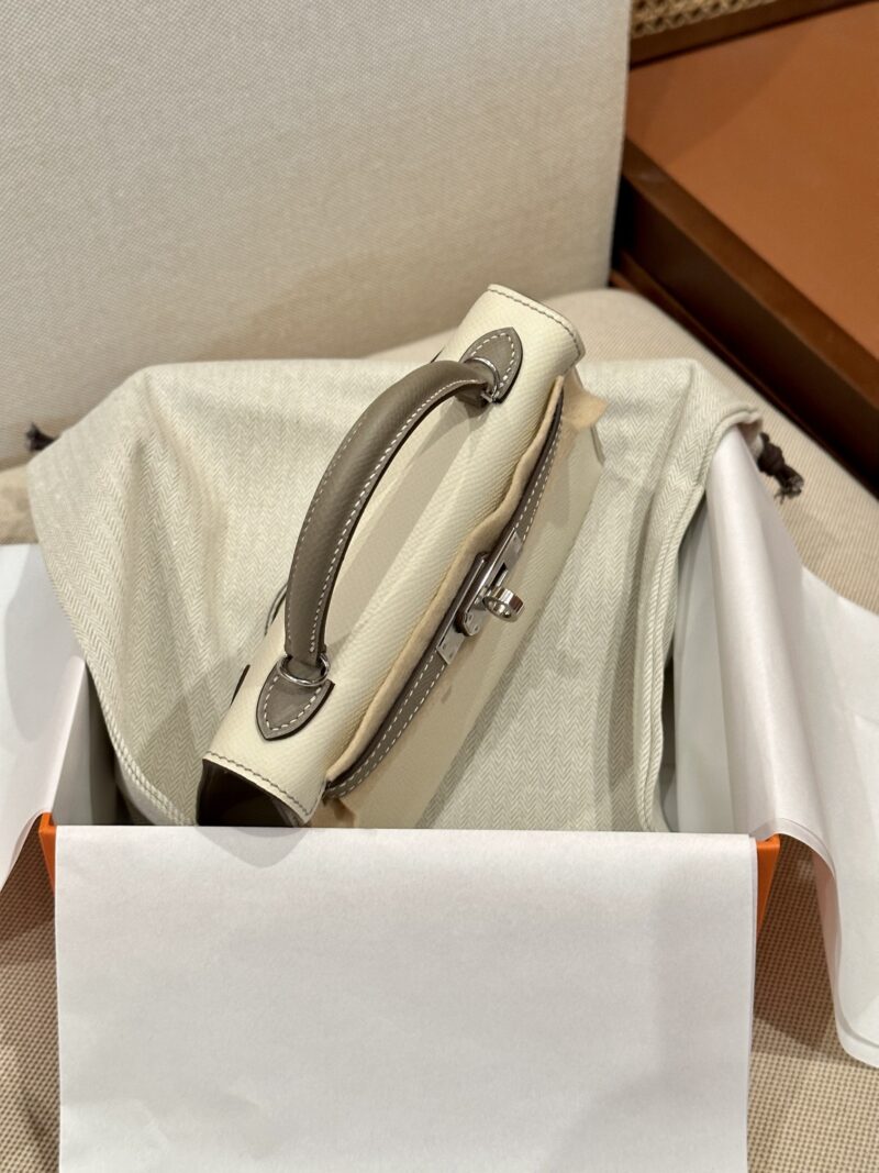 Hermès Mini Kelly 19 Epsom Craie & Gris Asphalt Silver Hardware - Image 3