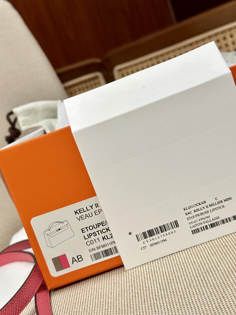 Hermès Mini Kelly Epsom Etoupe & Rose Azalee Silver Hardware - Image 7