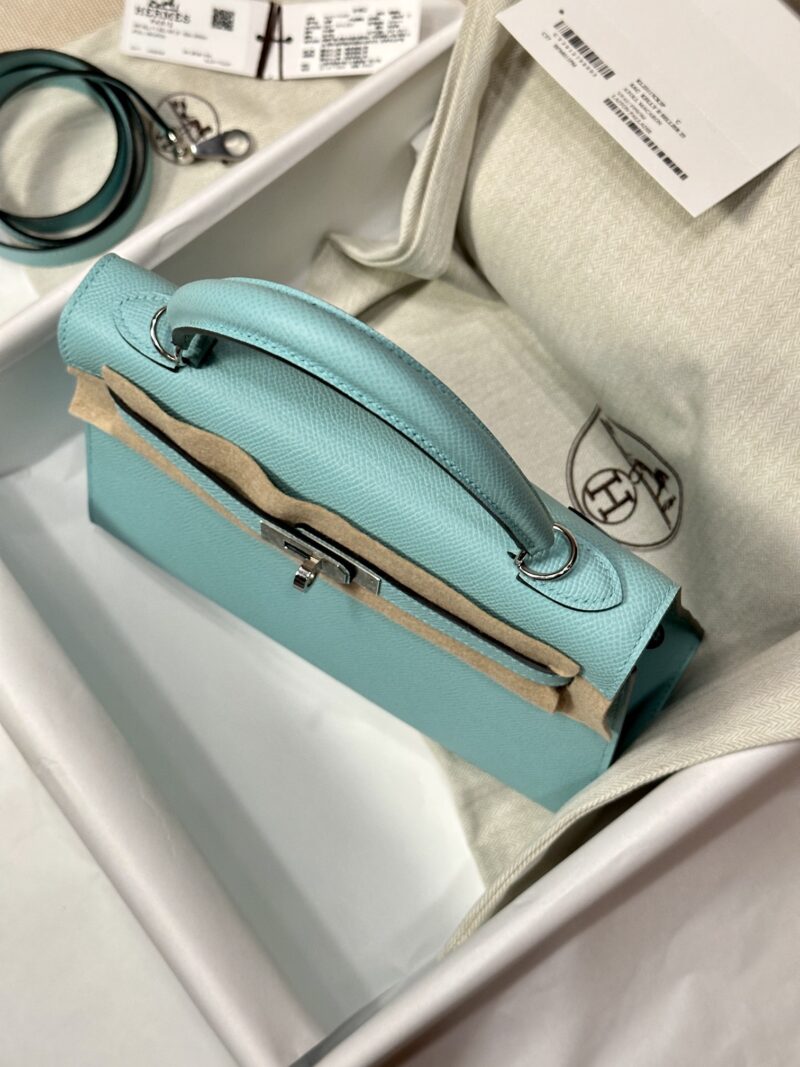 Hermès Kelly 25 Epsom Atoll Silver Hardware - Image 4