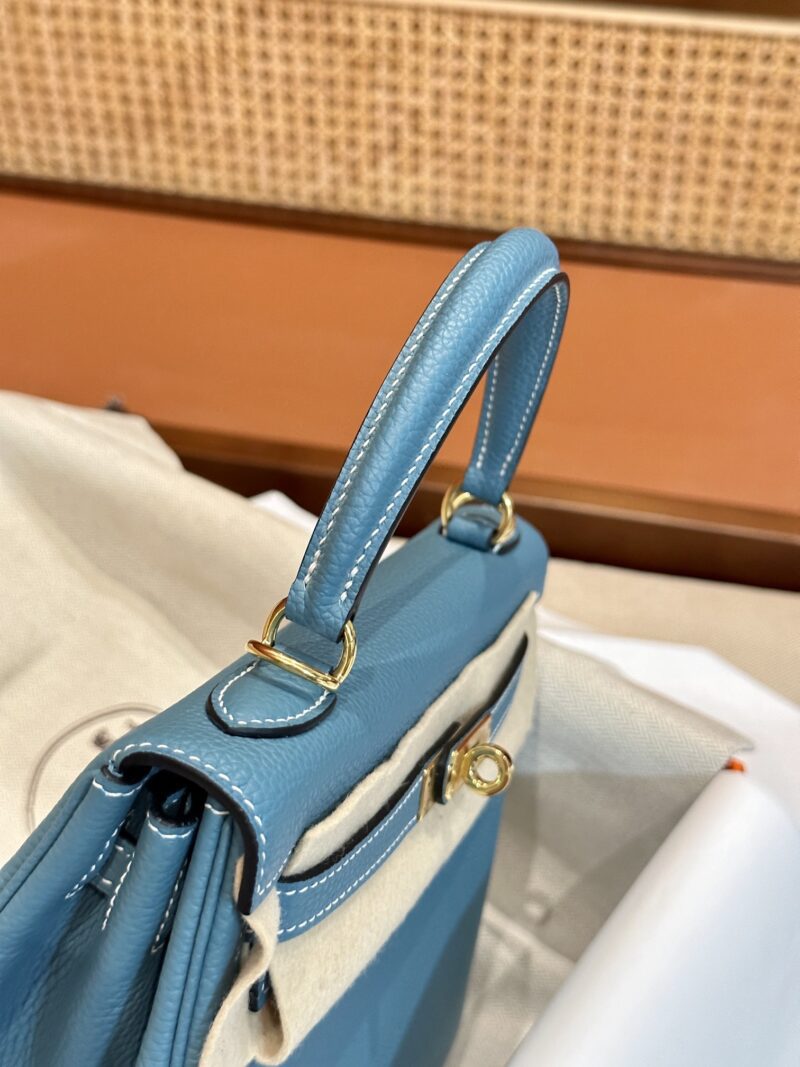 Hermès Kelly 25 Togo Blue Jean, Gold Gold Hardware - Image 5