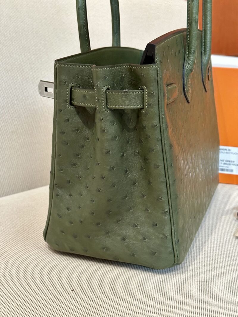 Hermès Birkin 30 Olive Green Ostrich Palladium Hardware - Image 5