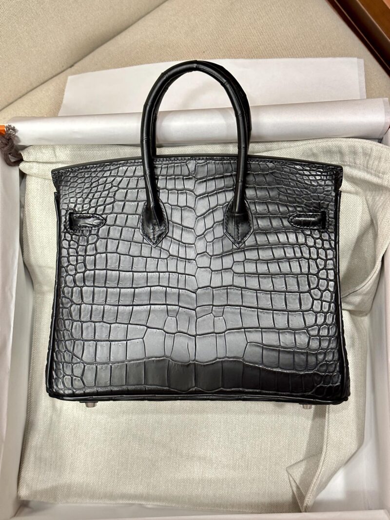 Hermès Birkin 25 Noir Matte Alligator Palladium Hardware - Image 2