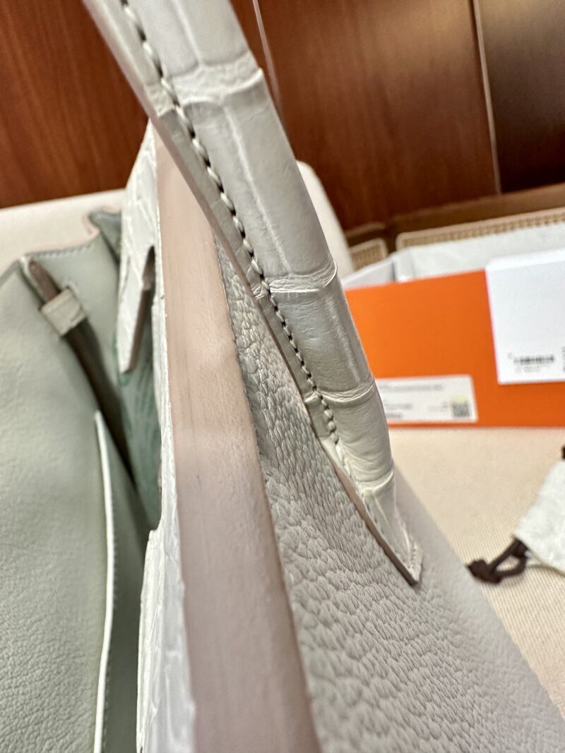 Hermès Birkin 25 Beton Crocodile, Togo Palladium Hardware - Image 12