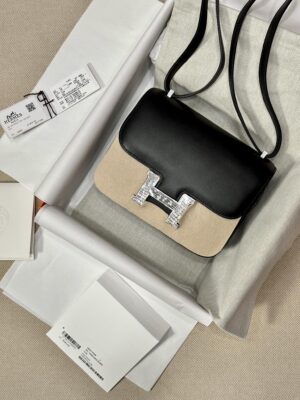 Hermès Constance 19 Noir, Lizard Buckle Swift Palladium Hardware