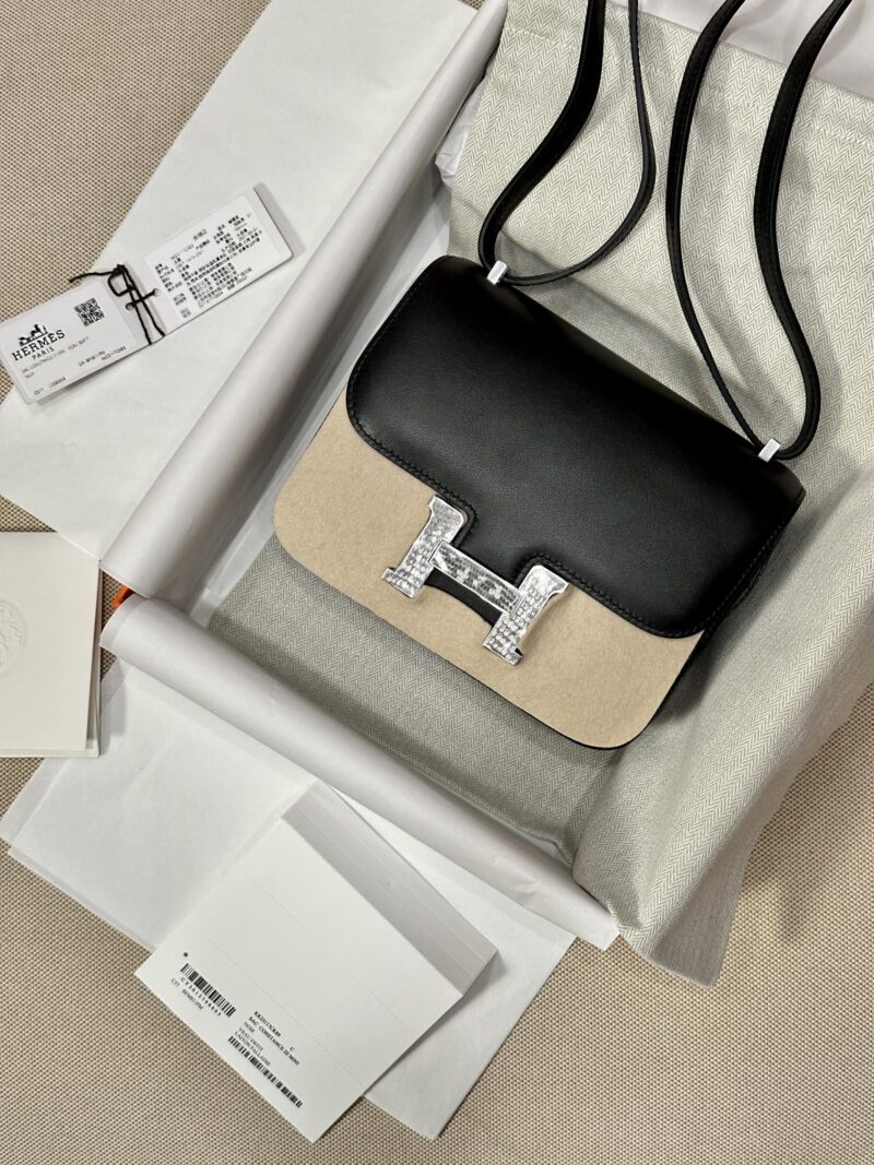 Hermès Constance 19 Noir, Lizard Buckle Swift Palladium Hardware