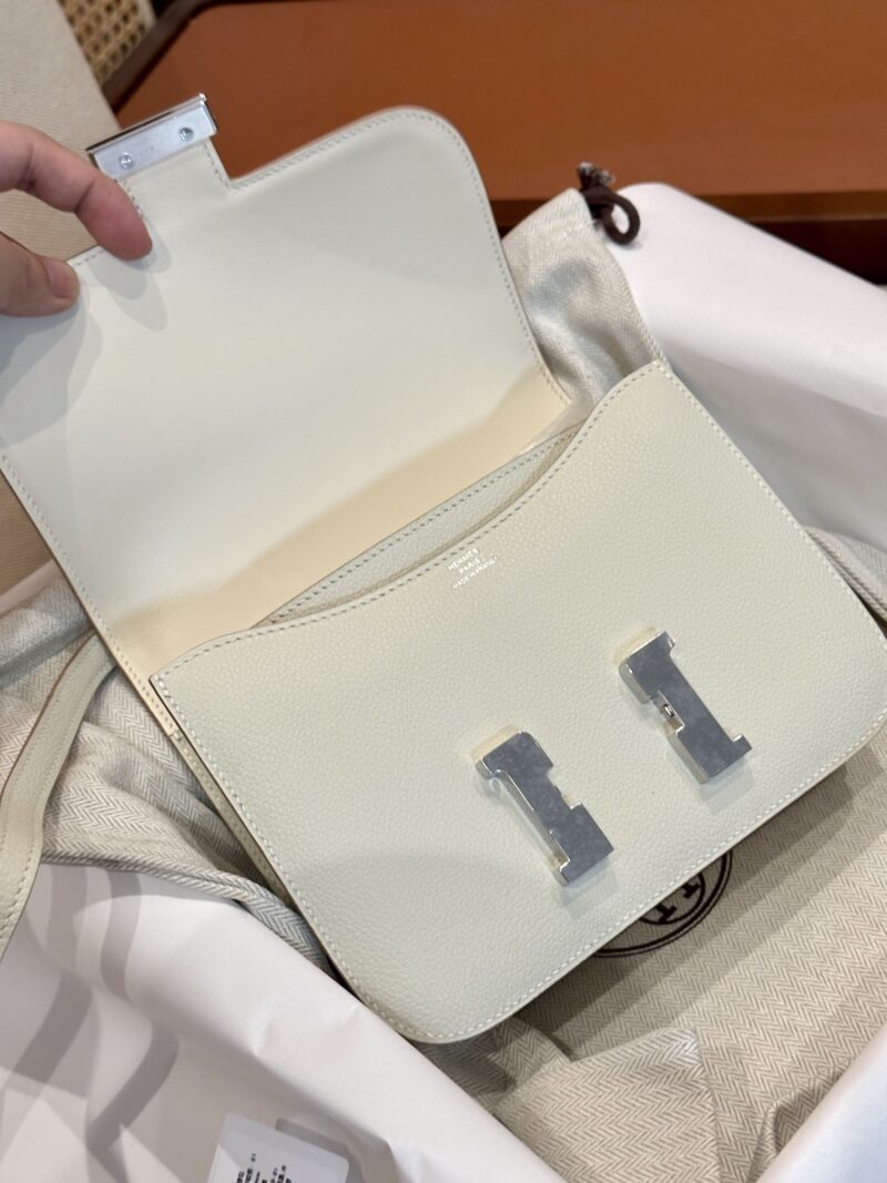 Hermès Constance 19 Craie Evercolor Palladium Hardware - Image 7